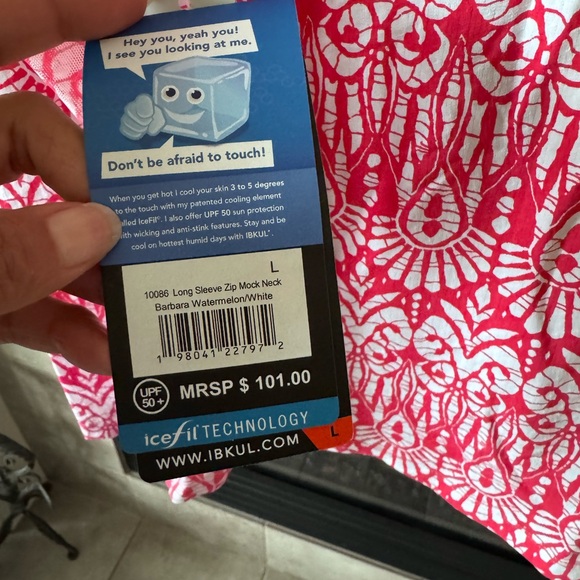 NWT IBKUL Women's Barbara Print Long Sleeve Mock Neck Athletic Top Large - Picture 5 of 12